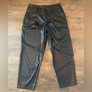 A New Day Black High Rise Faux Leather Tapered Ankle Pant Size 10